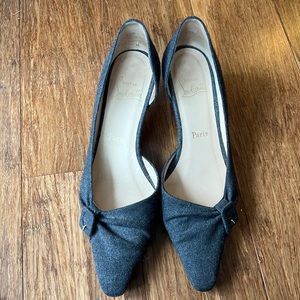 Christian Louboutin gray wool kitty heels with buckle size9